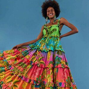 FARM Rio Floral Maxi Ruffle Dress - XS